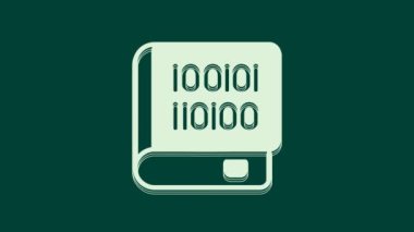 Yeşil arkaplanda izole edilmiş programlama simgesi hakkında beyaz kitaplar. Dil programlama konsepti. PHP, CSS, XML, HTML, Javascript öğrenme. 4K Video hareketli grafik canlandırması.