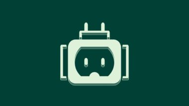 Kırpma yolu simgesi yeşil arkaplanda izole edilmiş Beyaz Tee buji elektriği. 4K Video hareketli grafik canlandırması.