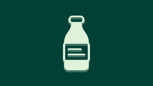 White Bottle Water Icon Isolated Green Background Soda Aqua Drink — Stock Video