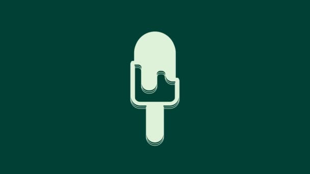 Ícone Sorvete Branco Isolado Fundo Verde Símbolo Doce Animação Gráfica — Vídeo de Stock