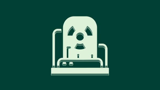 Icona Della Spia Radioattiva Bianca Isolata Sfondo Verde Animazione Grafica — Video Stock