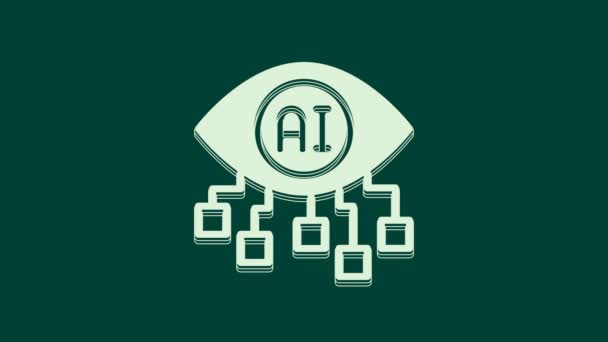 Weißes Computerbildsymbol Isoliert Auf Grünem Hintergrund Technisches Sehen Augenschaltung Videoüberwachung — Stockvideo