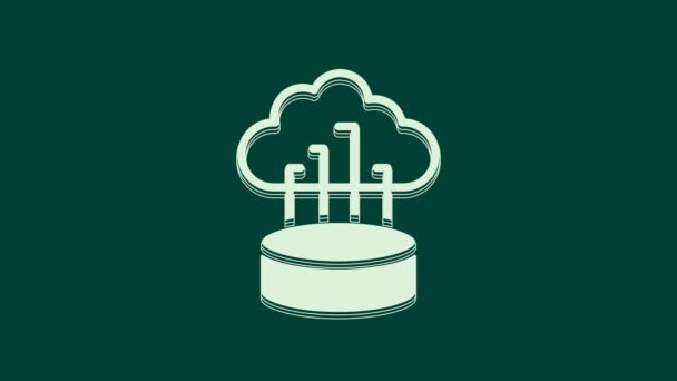 White Network Cloud Connection Icon Isolated Green Background Social Technology — Stock Video