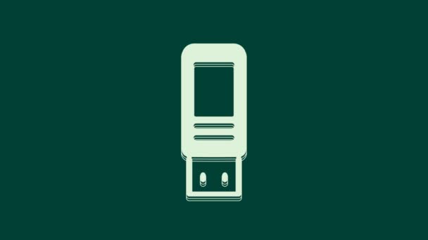 Bílá Ikona Flash Disku Usb Izolovaná Zeleném Pozadí Grafická Animace — Stock video