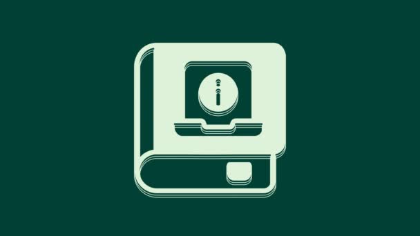 Λευκό Εικονίδιο Εγχειρίδιο Χρήστη Απομονωμένο Πράσινο Φόντο Οδηγός Χρήσης Σημάδι — Αρχείο Βίντεο
