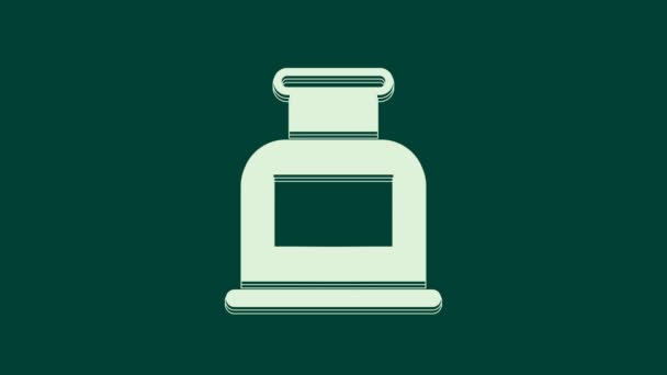 Біла Ікона Інквелла Ізольована Зеленому Тлі Відеографічна Анімація — стокове відео