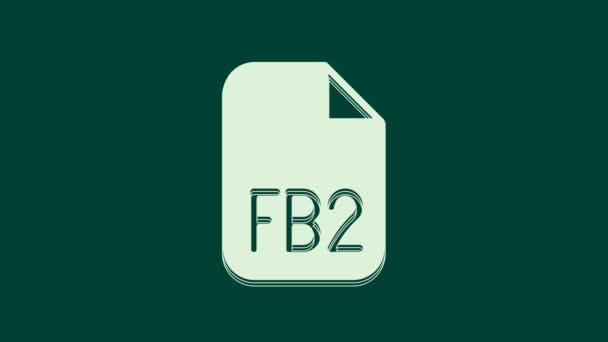 Biały Fb2 Ikona Pliku Izolowana Zielonym Tle Animacja Graficzna Ruchu — Wideo stockowe