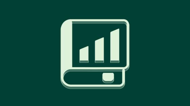 White Financial Buch Symbol Isoliert Auf Grünem Hintergrund Video Motion — Stockvideo