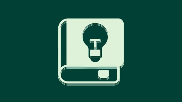 Λευκό Εικονίδιο Εγχειρίδιο Χρήστη Απομονωμένο Πράσινο Φόντο Οδηγός Χρήσης Σημάδι — Αρχείο Βίντεο