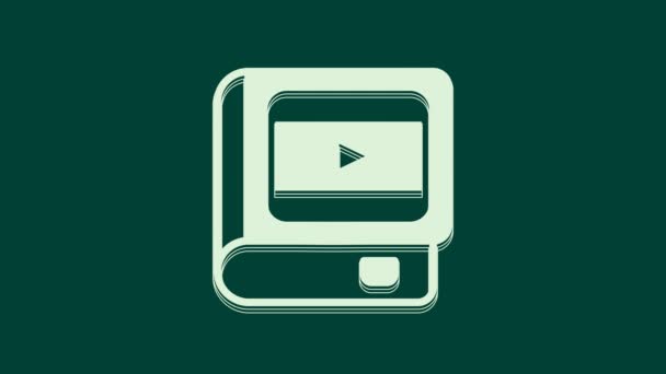 Fehér Könyv Mozi Ikon Elszigetelt Zöld Alapon Videó Mozgás Grafikus — Stock videók