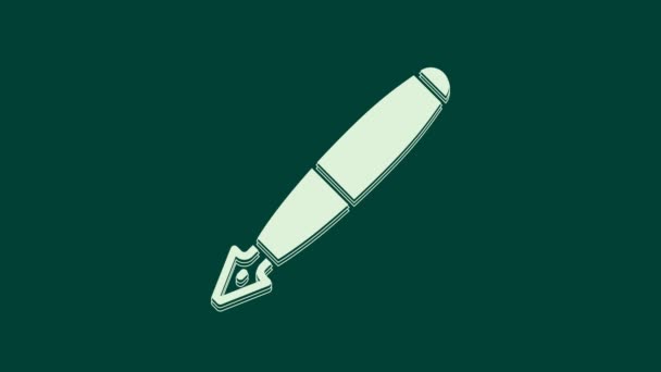Beyaz Çeşme Kalem Ucu Simgesi Yeşil Arkaplanda Izole Edildi Kalem — Stok video