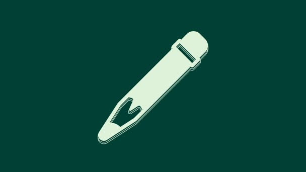 Biały Ołówek Ikoną Gumki Zielonym Tle Narzędzia Rysowania Edukacji Symbol — Wideo stockowe