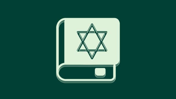 Λευκή Εβραϊκή Εικόνα Βιβλίου Torah Απομονωμένη Στο Πράσινο Φόντο Στο — Αρχείο Βίντεο