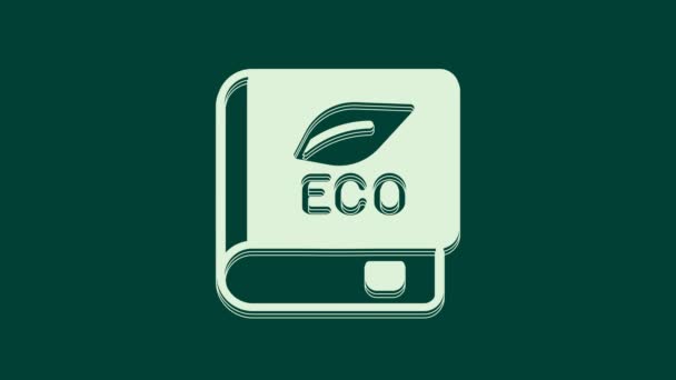 Biała Księga Ikonie Ekologii Odizolowana Zielonym Tle Książka Biologii Animacja — Wideo stockowe