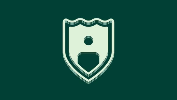 White Life Pojištění Ikonou Štítu Izolované Zeleném Pozadí Zabezpečení Bezpečnost — Stock video