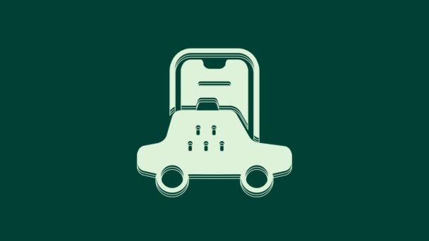White Taxi Mobilní Aplikace Ikona Izolované Zeleném Pozadí Mobilní Aplikace — Stock video