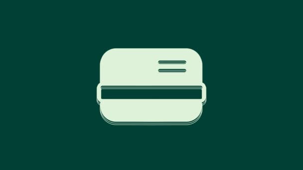 Λευκό Εικονίδιο Πιστωτικής Κάρτας Απομονώνονται Πράσινο Φόντο Online Πληρωμή Ανάληψη — Αρχείο Βίντεο