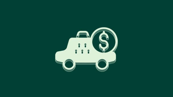 Weißes Taximeter Symbol Auf Grünem Hintergrund Messgerät Für Den Fahrpreis — Stockvideo