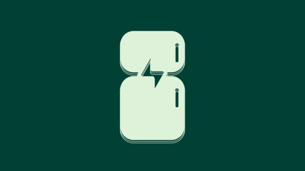 白色冰箱图标隔离在绿色背景 冰箱冰箱冰箱 家庭技术和家用电器 4K视频运动图形动画 — 图库视频影像