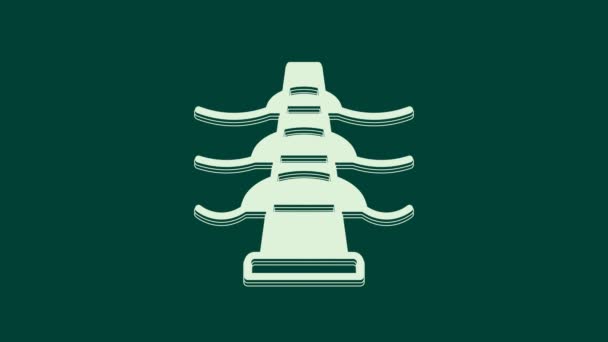 White Electric Tower Verwendet Eine Freileitung Symbol Isoliert Auf Grünem — Stockvideo