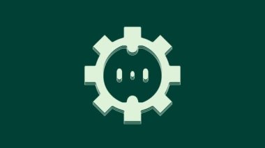 Beyaz Elektrik çıkış simgesi yeşil arkaplanda izole edildi. Elektrik prizi. Rosette sembolü. 4K Video hareketli grafik canlandırması.