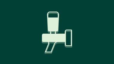 Yeşil arkaplanda beyaz bira ikonu izole edildi. 4K Video hareketli grafik canlandırması.