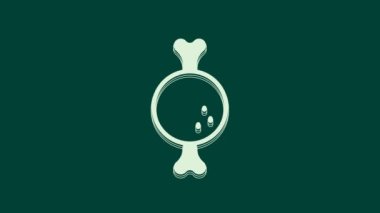 Beyaz Tavuk bacak simgesi yeşil arkaplanda izole edildi. Tavuk budu. 4K Video hareketli grafik canlandırması.