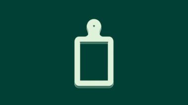 Beyaz kesme tahtası simgesi yeşil arkaplanda izole edildi. Kesme tahtası sembolü. 4K Video hareketli grafik canlandırması.
