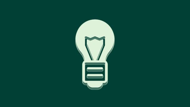 Icono Idea Lámpara Creativa Blanca Aislada Sobre Fondo Verde Concepto — Vídeos de Stock
