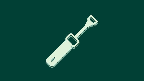 White Screwdriver Icon Isolated Green Background Service Tool Symbol Video — Stock Video