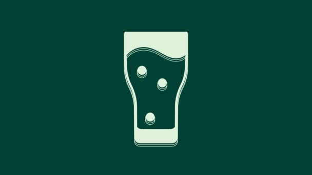 Λευκό Ποτήρι Μπύρα Εικονίδιο Απομονώνονται Πράσινο Φόντο Γραφική Κίνηση Κίνησης — Αρχείο Βίντεο