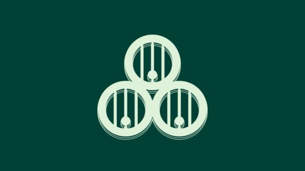 Иконка Бочки White Wooden Выделена Зеленом Фоне Алкогольная Бочка Сосуд — стоковое видео