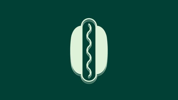 Sandwich Hot Dog Blanc Avec Icône Moutarde Isolé Sur Fond — Video
