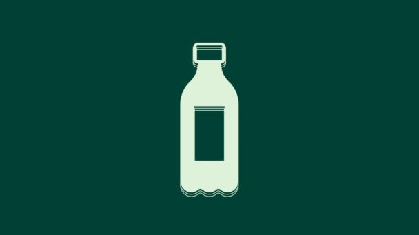 Witte Fles Water Pictogram Geïsoleerd Groene Achtergrond Soda Aqua Bordje — Stockvideo