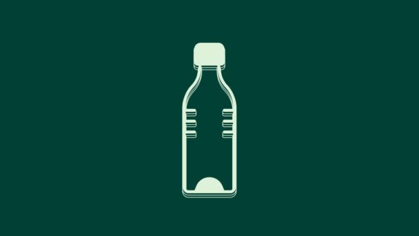 Biała Butelka Ikony Wody Izolowane Zielonym Tle Napój Sodowy Animacja — Wideo stockowe