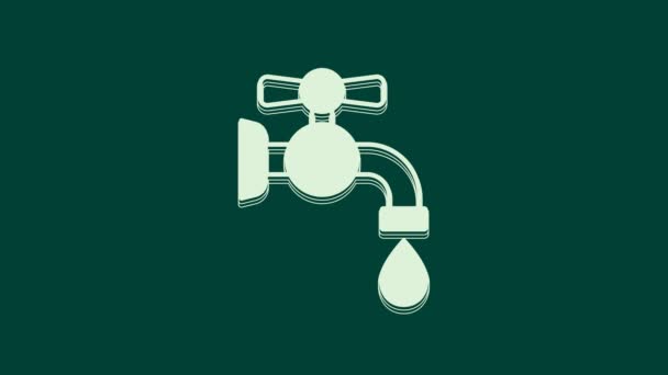 Weißwasser Wasserhahn Symbol Isoliert Auf Grünem Hintergrund Video Motion Grafik — Stockvideo