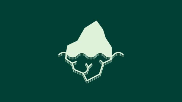 Ícone Iceberg Branco Isolado Fundo Verde Animação Gráfica Movimento Vídeo — Vídeo de Stock