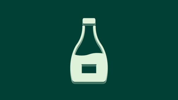 Icono Botella Salsa Blanca Aislado Sobre Fondo Verde Botellas Ketchup — Vídeo de stock