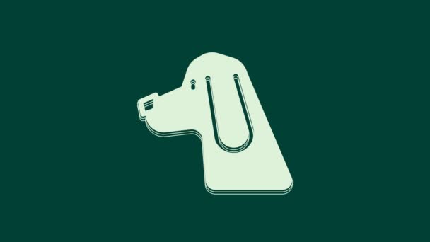 Иконка Белой Охотничьей Собаки Зеленом Фоне Видеографическая Анимация — стоковое видео