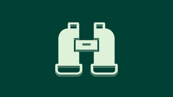 Bílý Binokulár Ikona Izolované Zeleném Pozadí Najdi Softwarové Znamení Symbol — Stock video
