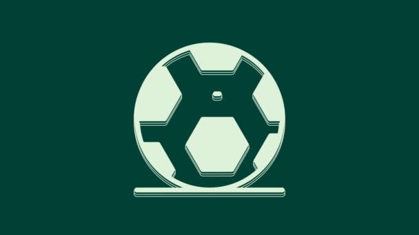 Beyaz Futbol Topu Ikonu Yeşil Arka Planda Izole Edildi Spor — Stok video