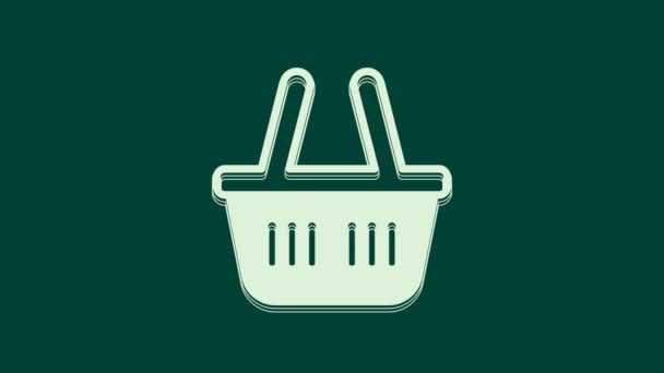 Weißes Warenkorb Symbol Isoliert Auf Grünem Hintergrund Online Kaufkonzept Lieferservice — Stockvideo