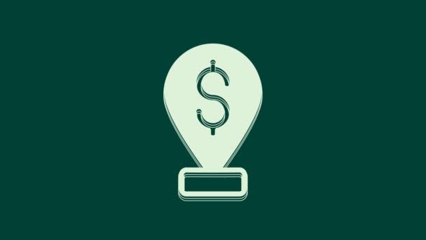 White Cash Standort Pin Symbol Isoliert Auf Grünem Hintergrund Zeiger — Stockvideo