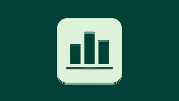 Informační Ikona Bílého Koláčového Grafu Izolovaná Zeleném Pozadí Značka Diagramu — Stock video