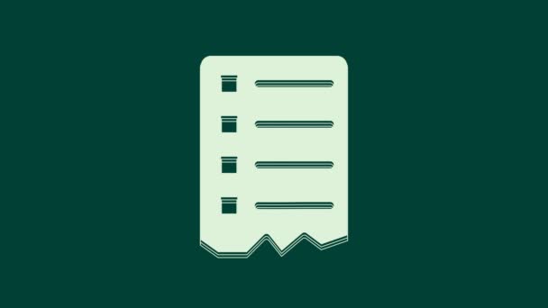 White Shopping List Icon Isolated Green Background Video Motion Graphic — Video Stock