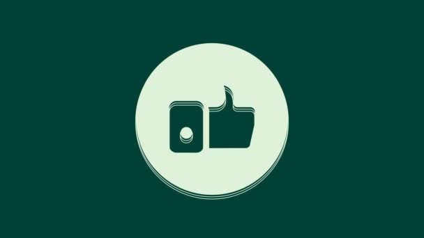 White Hand Icon Isolated Green Background Video Motion Graphic Animation — Stock Video