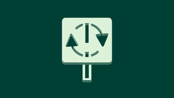 Иконка Белого Символа Recycle Выделена Зеленом Фоне Круглая Иконка Стрелки — стоковое видео