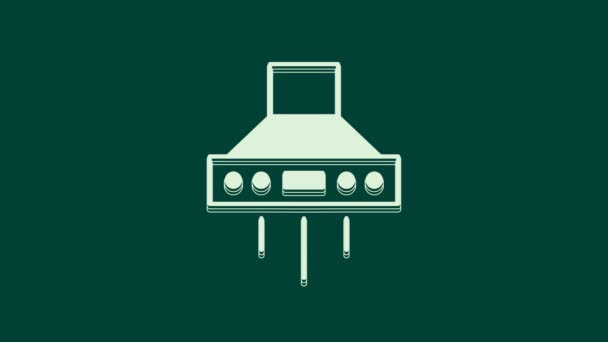 Λευκό Εικονίδιο Ανεμιστήρα Απορροφητήρα Κουζίνα Απομονώνονται Πράσινο Φόντο Κουκούλα Κουζίνας — Αρχείο Βίντεο
