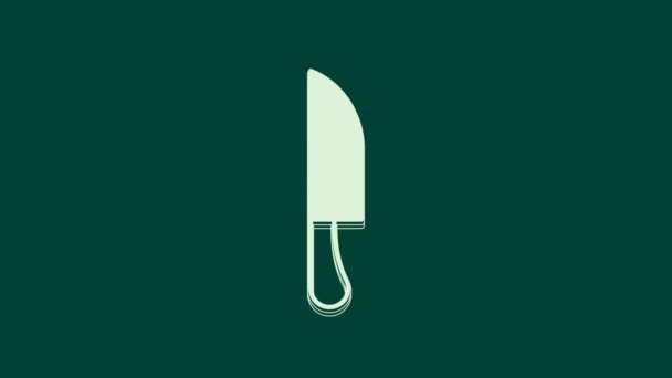 White Knife Symbol Isoliert Auf Grünem Hintergrund Bestecksymbol Vorhanden Video — Stockvideo