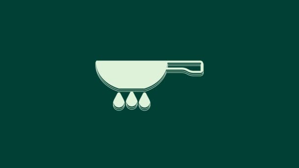 Witte Koekenpan Vuurpictogram Geïsoleerd Groene Achtergrond Frituur Gebraden Voedsel Symbool — Stockvideo